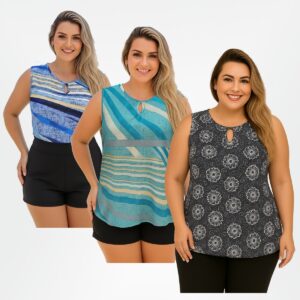 Kit Atacado 12 Blusa Regata Feminina Plus Size Liganete Elegante